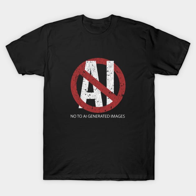 no to ai generated images logos T-Shirt by Punk Fashion